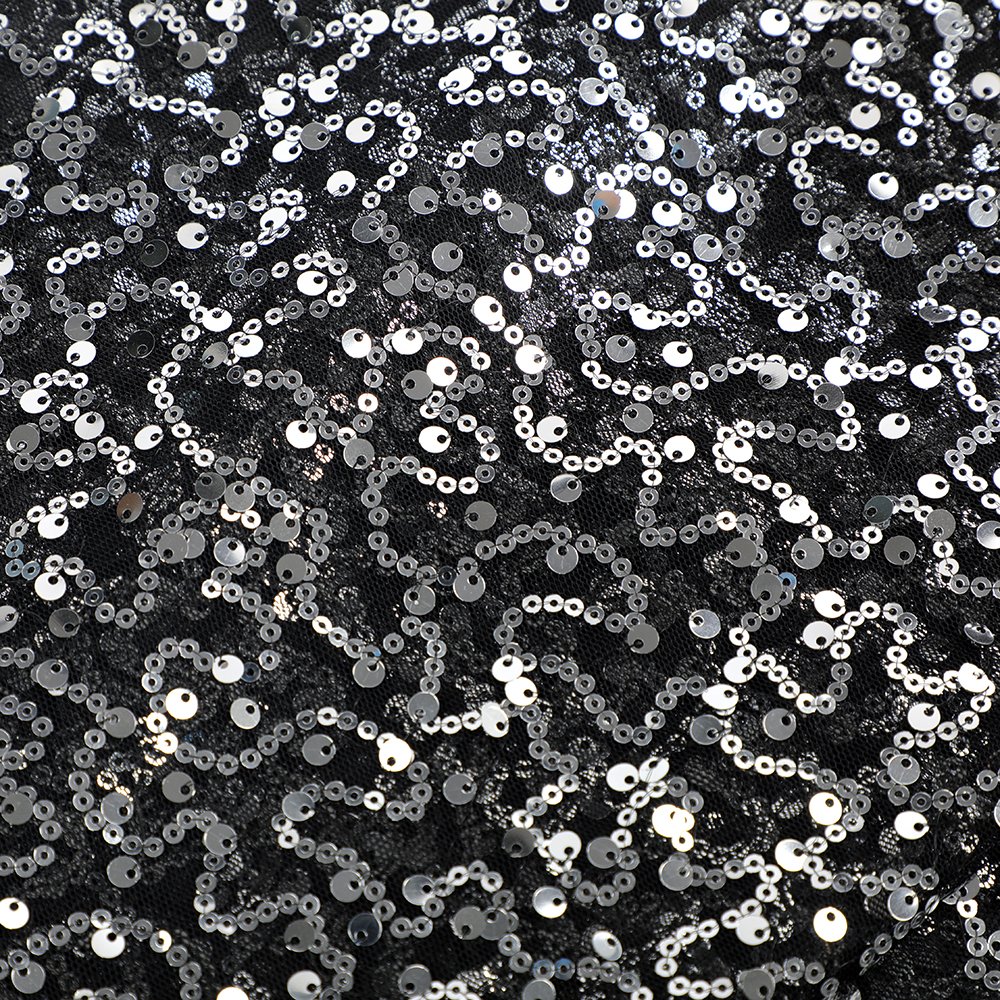 ARCHSTELLA Mermaid Curved sequins on mesh Fabric for shiny evening dress