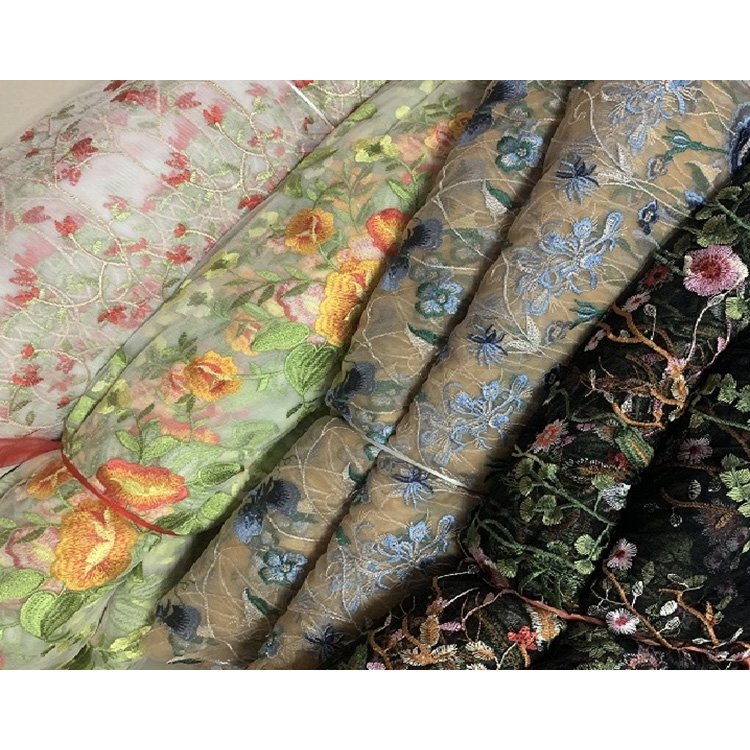 51"/52" Mutli Color Embroidery Mesh Fabric 100% Polyester For Upholstery