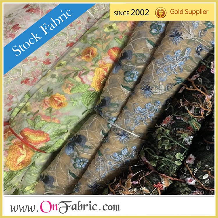 51"/52" Mutli Color Embroidery Mesh Fabric 100% Polyester For Upholstery