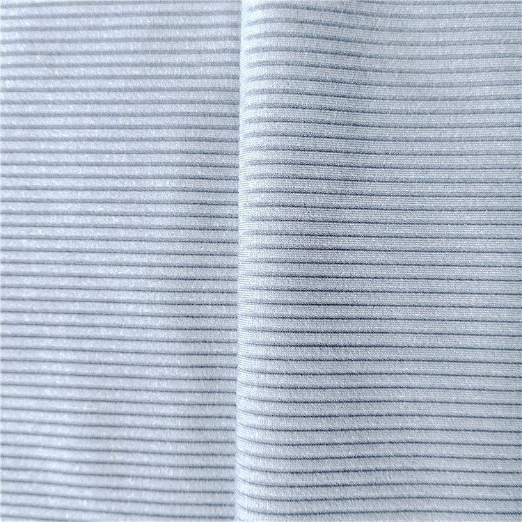 Ribbed strip knit nylon spandex high strength elastic fabric for gym bras and leggings