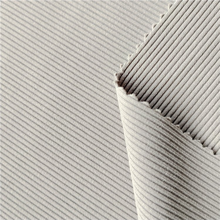 Ribbed strip knit nylon spandex high strength elastic fabric for gym bras and leggings