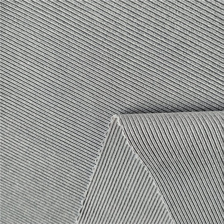 Ribbed strip knit nylon spandex high strength elastic fabric for gym bras and leggings
