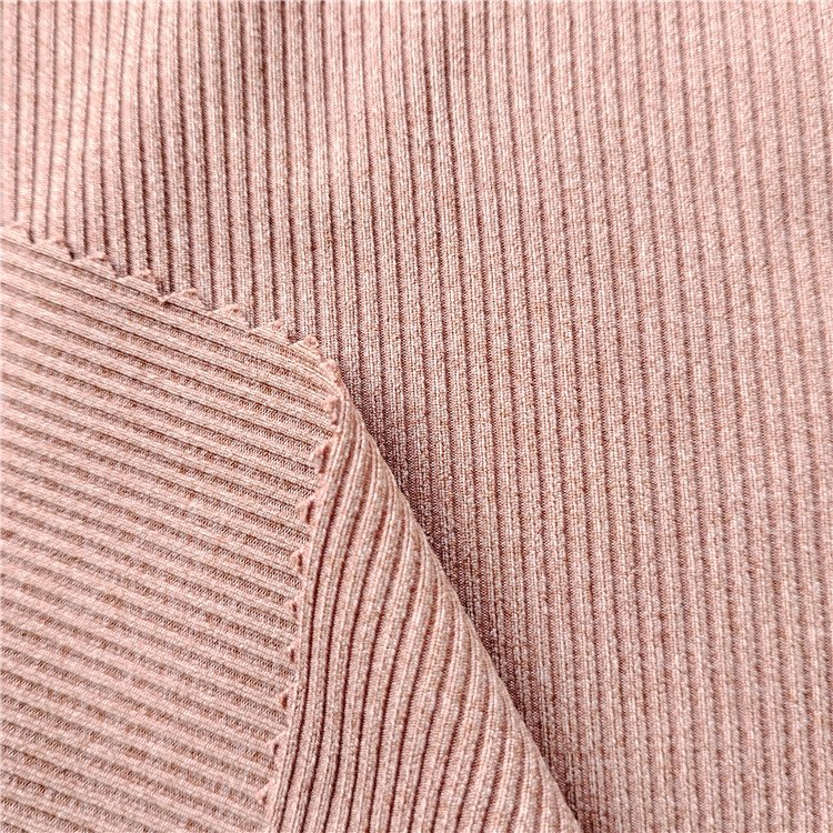 Ribbed strip knit nylon spandex high strength elastic fabric for gym bras and leggings