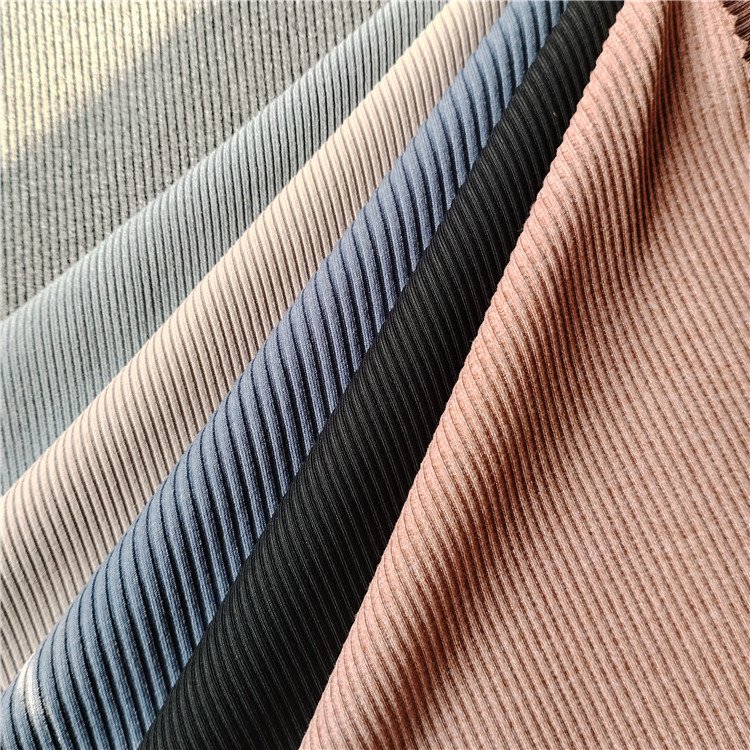 Ribbed strip knit nylon spandex high strength elastic fabric for gym bras and leggings