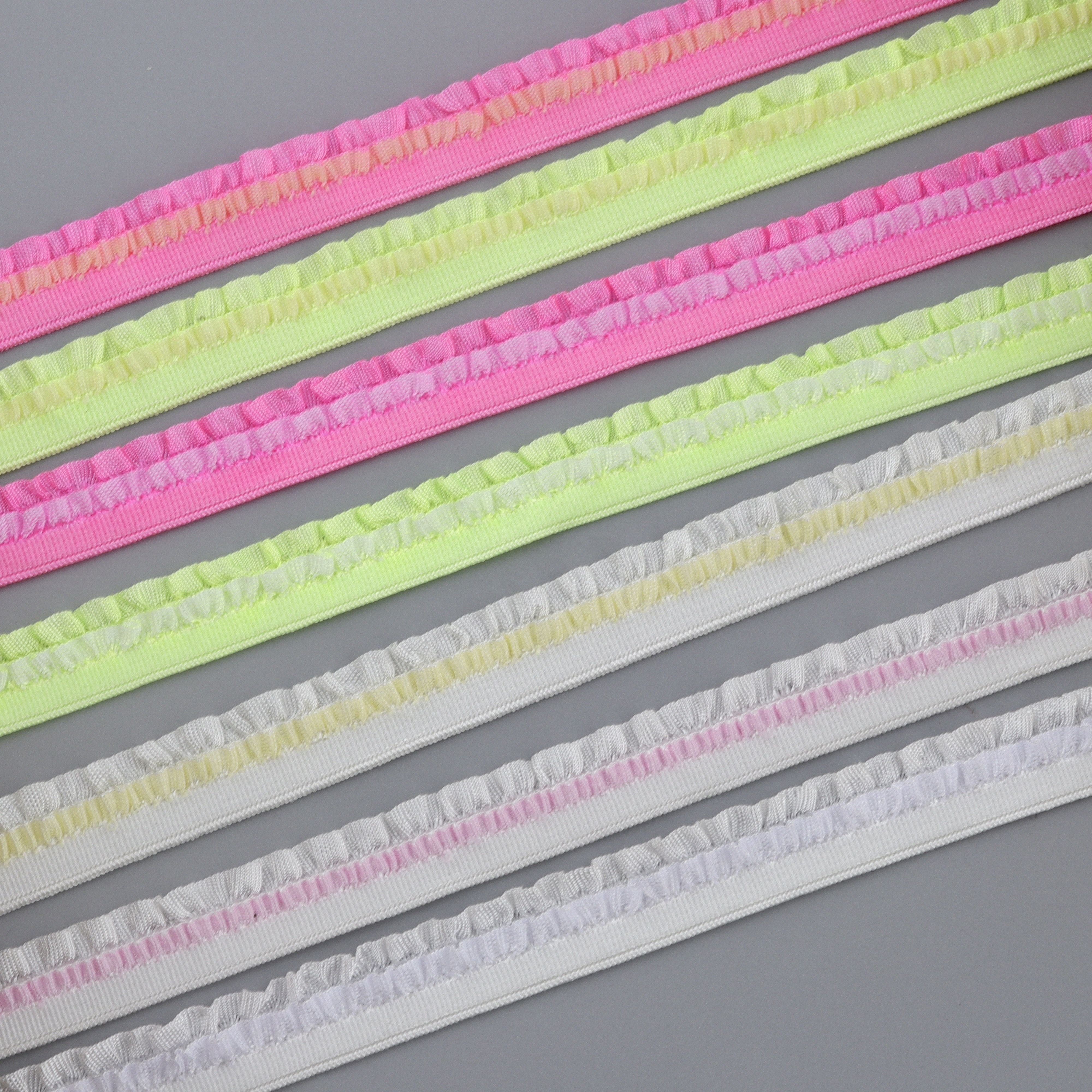 Wholesale of double layer agaric elastic lace woven belts for clothing decoration with elastic bands by factories