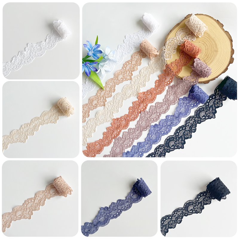 Factory Stock White 1-5cm Elastic Lace Fabric Embroidery Lace Trim Materials For clothing