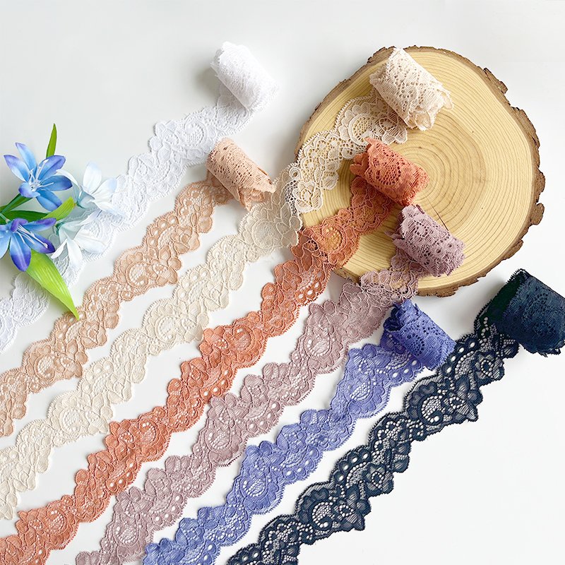 Factory Stock White 1-5cm Elastic Lace Fabric Embroidery Lace Trim Materials For clothing