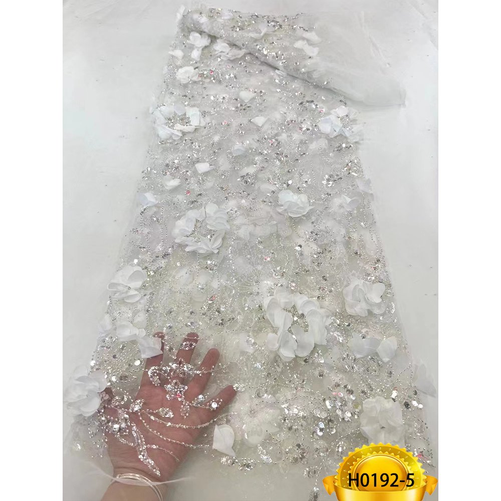 2023 Beautiful African Applique Mesh Floral 3D Flower Lace Fabric Dress Tulle Lace Material Women
