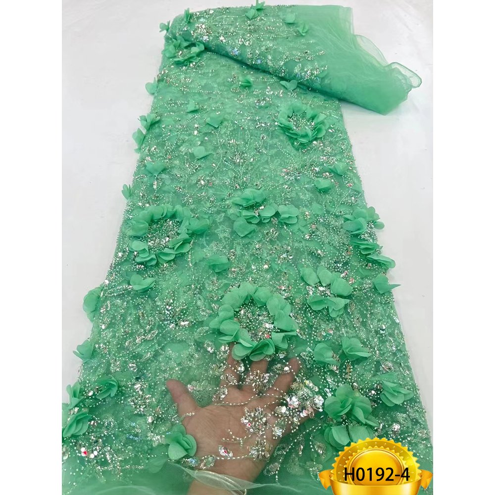 2023 Beautiful African Applique Mesh Floral 3D Flower Lace Fabric Dress Tulle Lace Material Women
