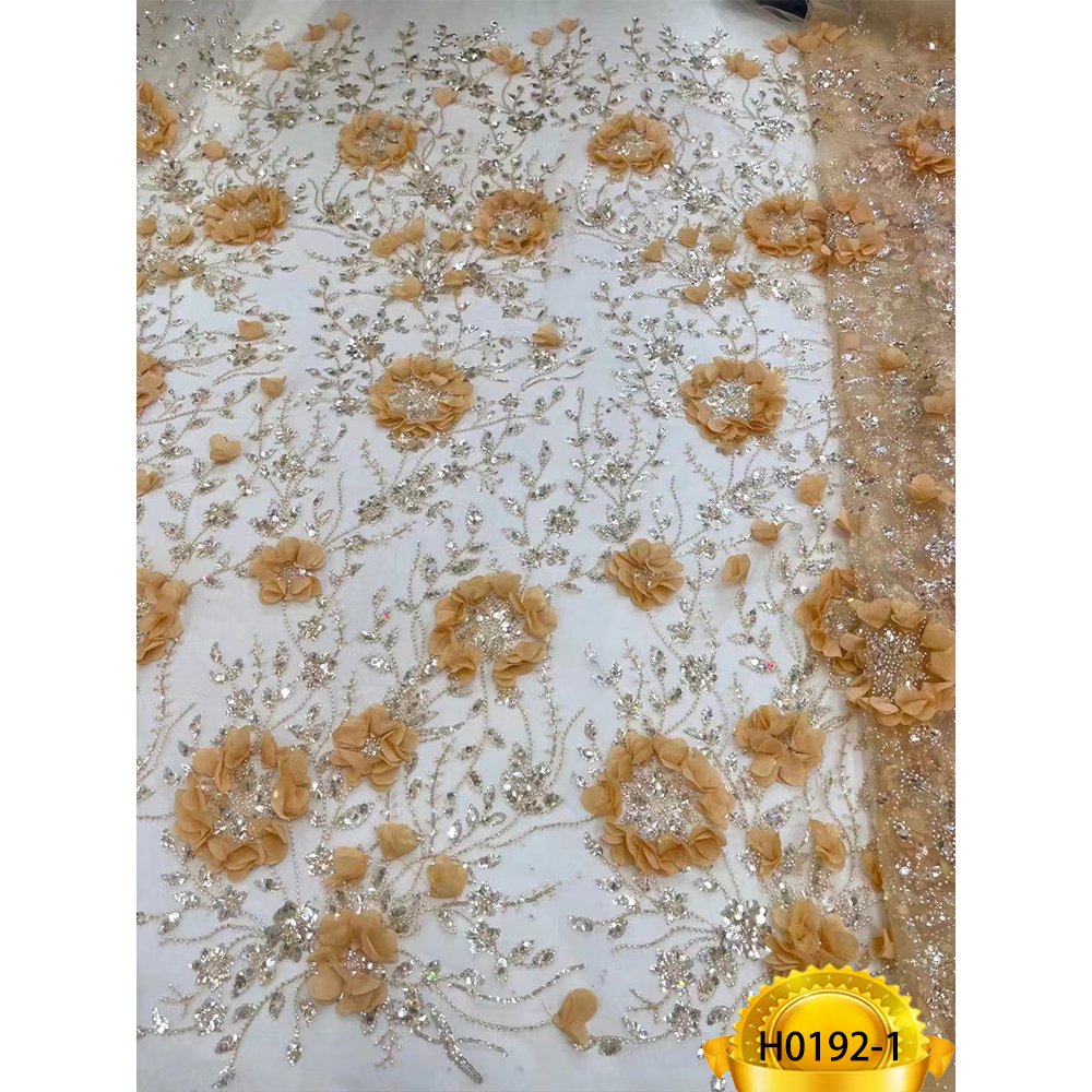 2023 Beautiful African Applique Mesh Floral 3D Flower Lace Fabric Dress Tulle Lace Material Women