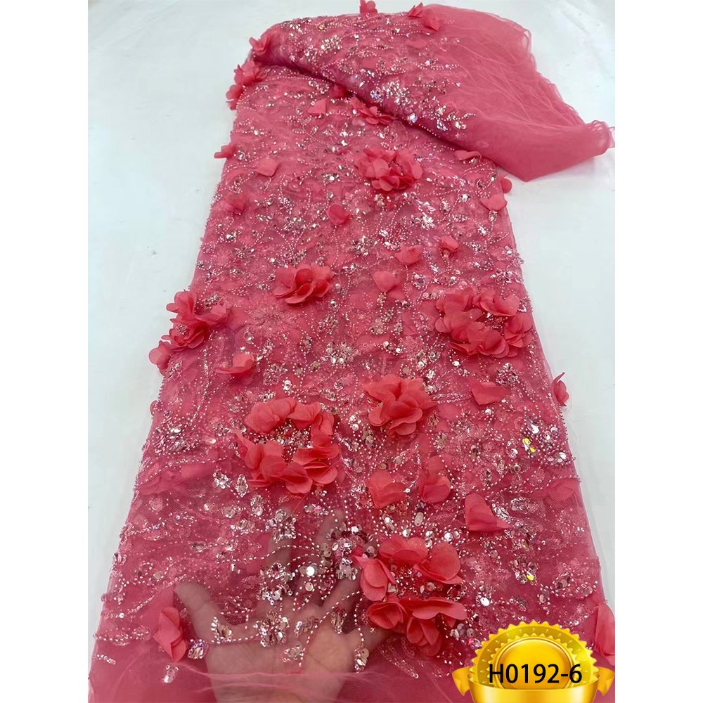 2023 Beautiful African Applique Mesh Floral 3D Flower Lace Fabric Dress Tulle Lace Material Women