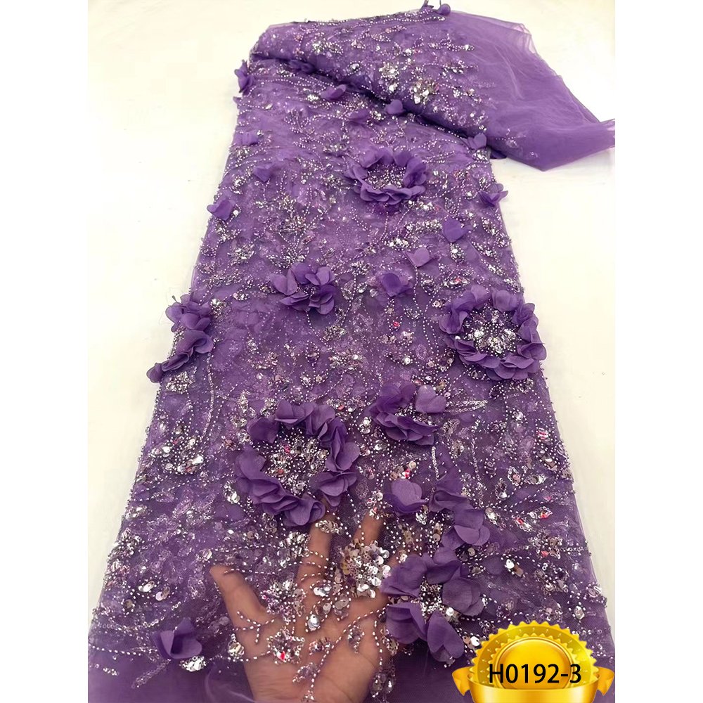 2023 Beautiful African Applique Mesh Floral 3D Flower Lace Fabric Dress Tulle Lace Material Women