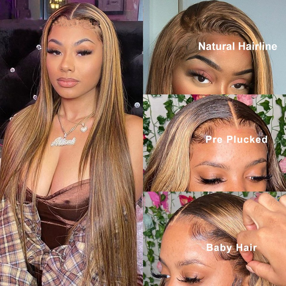 Cheap Peruvian Human Hair Lace Front Wig P4/27 Ombre Colored Highlight Wig Human Hair For Black Women Hd Lace Frontal Wig Vendor