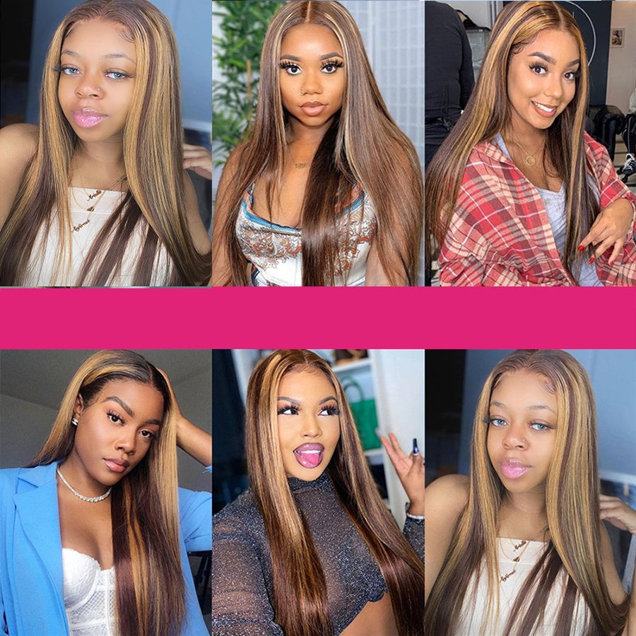 Cheap Peruvian Human Hair Lace Front Wig P4/27 Ombre Colored Highlight Wig Human Hair For Black Women Hd Lace Frontal Wig Vendor
