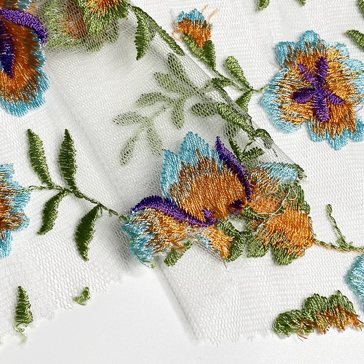 Harvest custom wholesale price embroidery fabric cotton colorful floral embroidery fabric 150 gsm for children wear dress