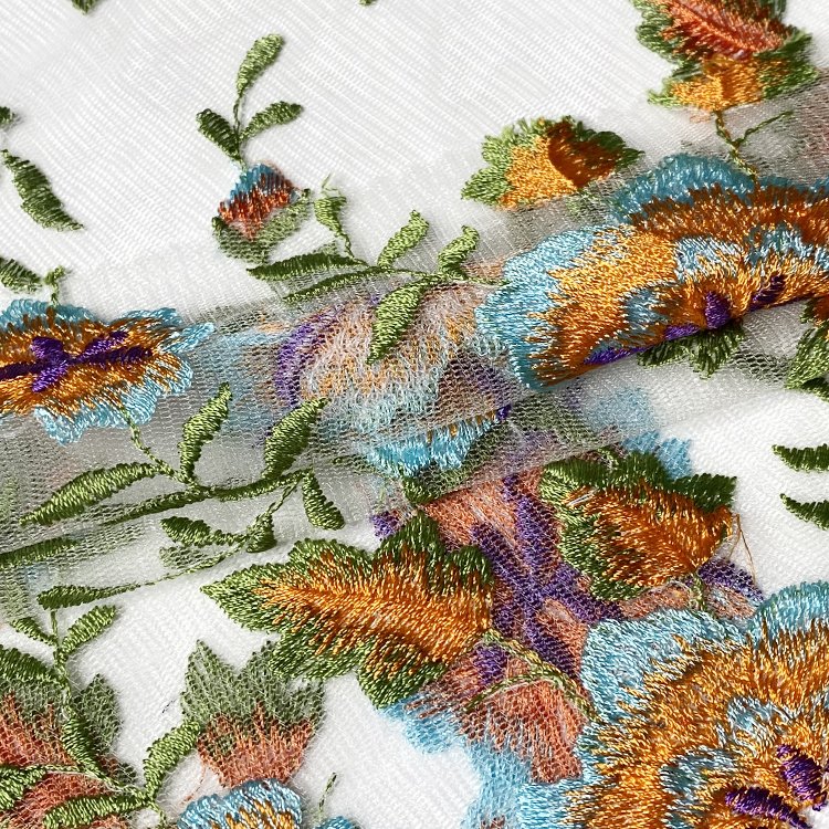 Harvest custom wholesale price embroidery fabric cotton colorful floral embroidery fabric 150 gsm for children wear dress