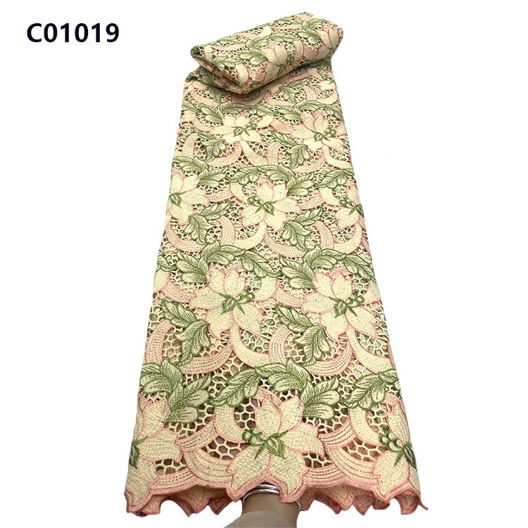 CHOCOO Wholesale Price African Wedding Guipure Lace Fabric Multi-color Watersoluble Cord Lace Fabric