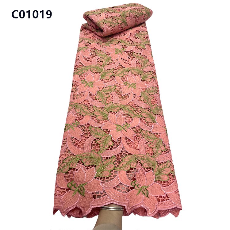 CHOCOO Wholesale Price African Wedding Guipure Lace Fabric Multi-color Watersoluble Cord Lace Fabric