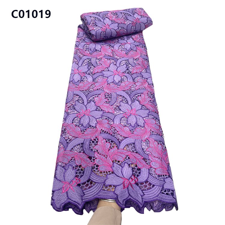 CHOCOO Wholesale Price African Wedding Guipure Lace Fabric Multi-color Watersoluble Cord Lace Fabric