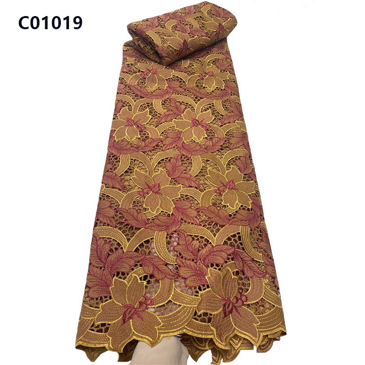 CHOCOO Wholesale Price African Wedding Guipure Lace Fabric Multi-color Watersoluble Cord Lace Fabric