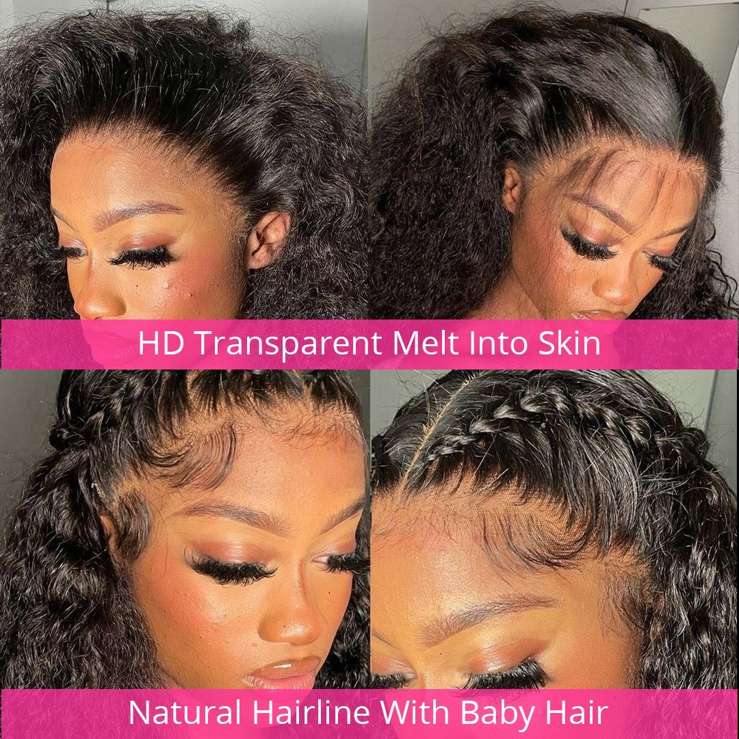 Deep Curly Glueless Natural HD Full Lace Human Hair Wig for Black Women Raw Human Hair Wigs HD Lace Water Wave Wig