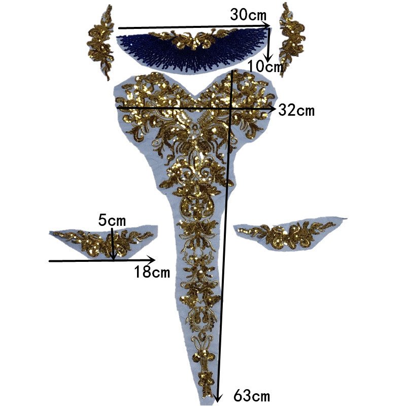 Embroidery patches heavy sequins Collar tulle Neck lace 3 D applique For dress Garment accessories