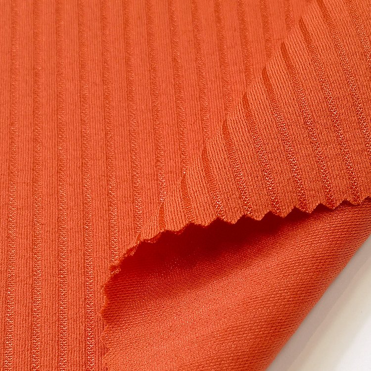 Hot selling 260gsm knit polyester spandex rib stretch crepe fabric for fashion wear