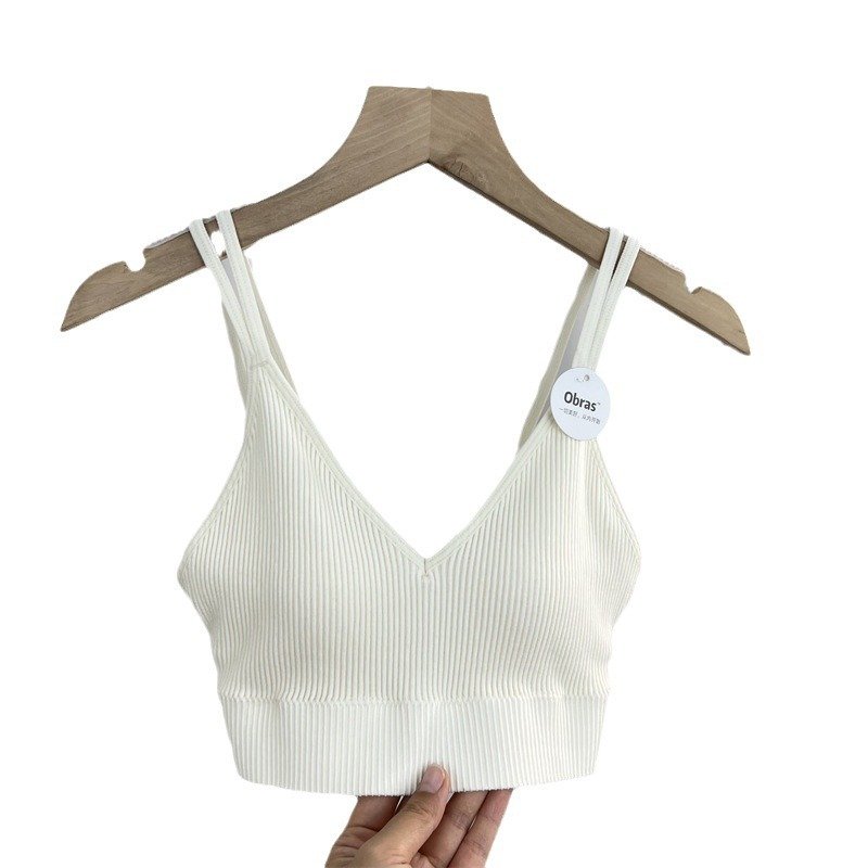 Wholesale Hot double Straps Comfort Camisole Softness seamless Tank Top Teenage Girls ribbed Sports Bra
