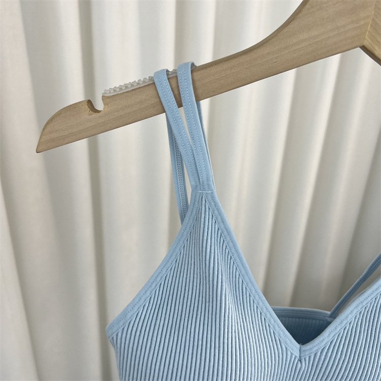 Wholesale Hot double Straps Comfort Camisole Softness seamless Tank Top Teenage Girls ribbed Sports Bra