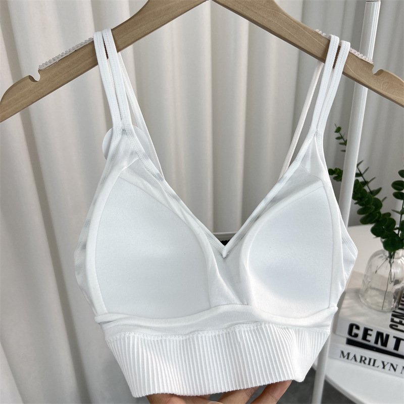 Wholesale Hot double Straps Comfort Camisole Softness seamless Tank Top Teenage Girls ribbed Sports Bra