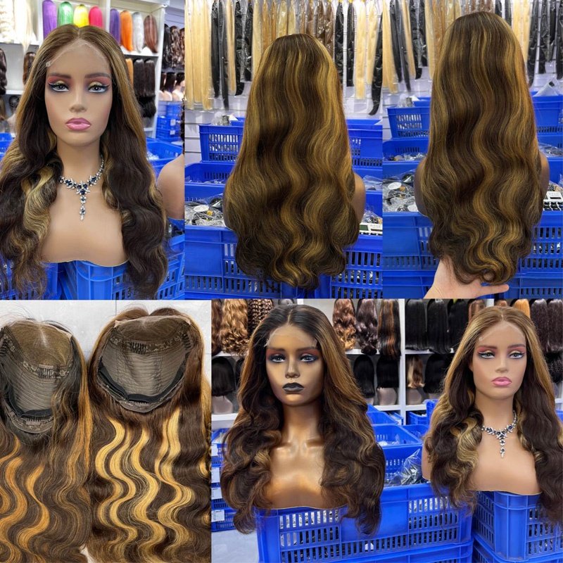 250 Density Transparent Glueless Full Hd Lace Wigs,highlight kinky curly Hair Wigs, Raw Remy 13X4 Lace Front Human Hair Wigs