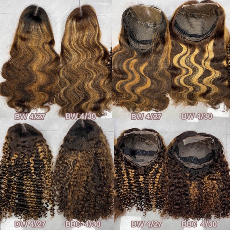 250 Density Transparent Glueless Full Hd Lace Wigs,highlight kinky curly Hair Wigs, Raw Remy 13X4 Lace Front Human Hair Wigs