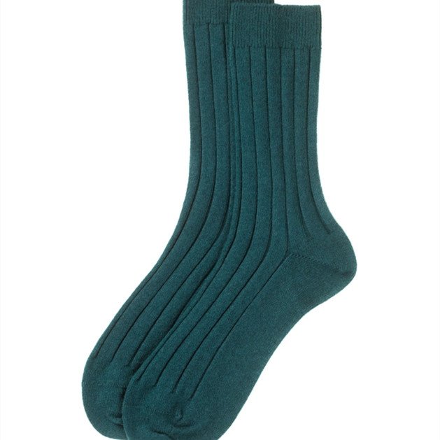 Custom logo warm soft color rib knitted 100% cashmere socks