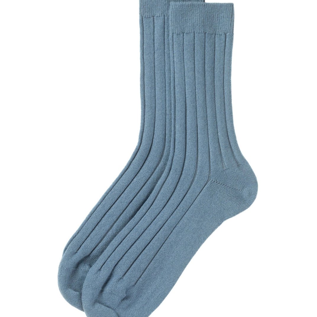 Custom logo warm soft color rib knitted 100% cashmere socks