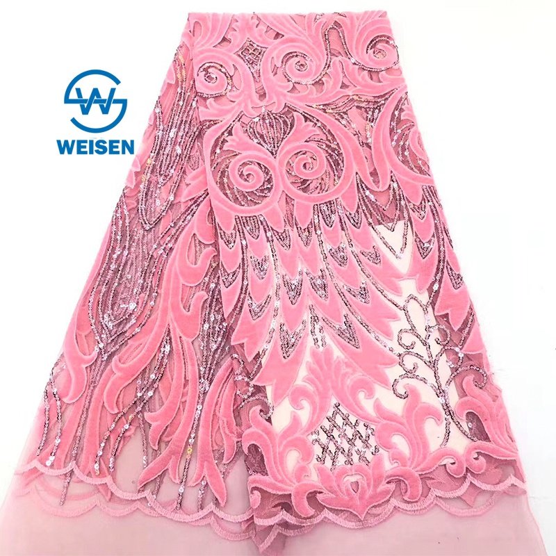 Embroidery Sequin Tulle High Quality Velvet French Lace African Print Fabric