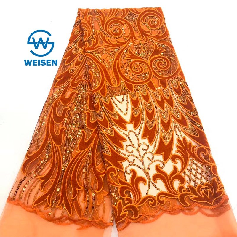 Embroidery Sequin Tulle High Quality Velvet French Lace African Print Fabric