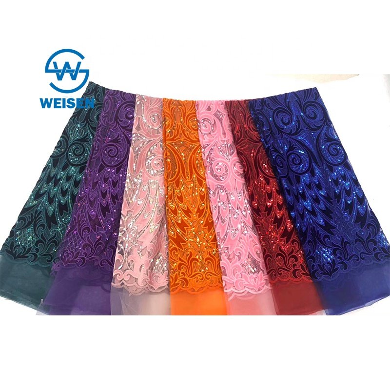 Embroidery Sequin Tulle High Quality Velvet French Lace African Print Fabric