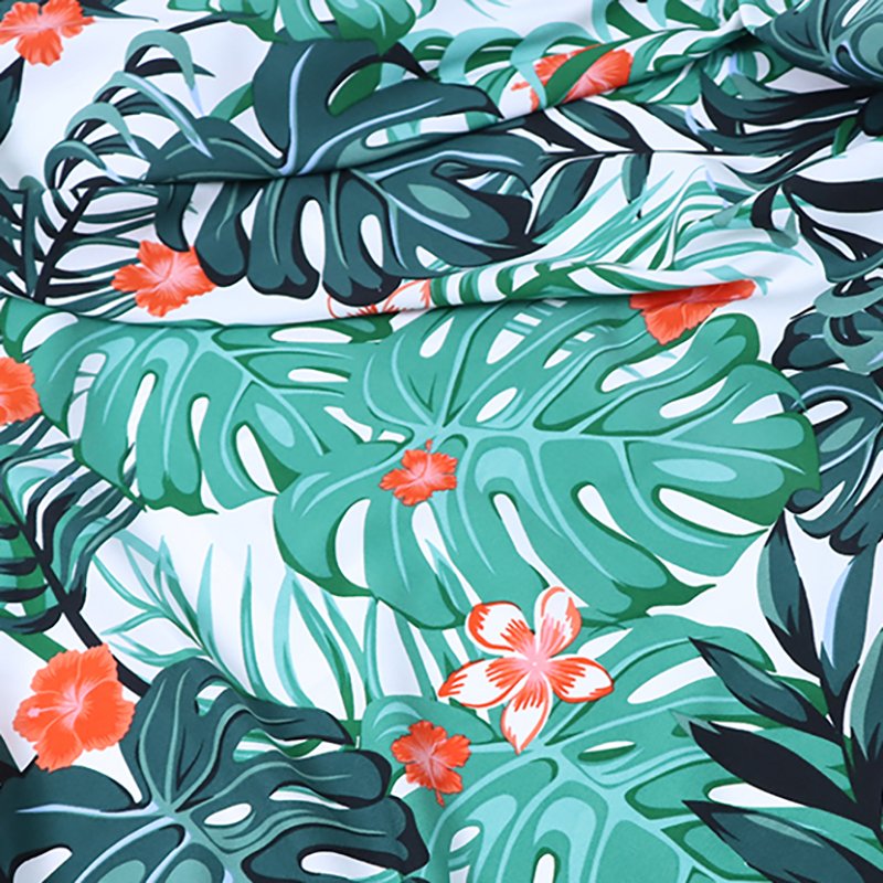 Tropical rain forest wind beach pants beach wear polyester calico leaf pattern dress fabric