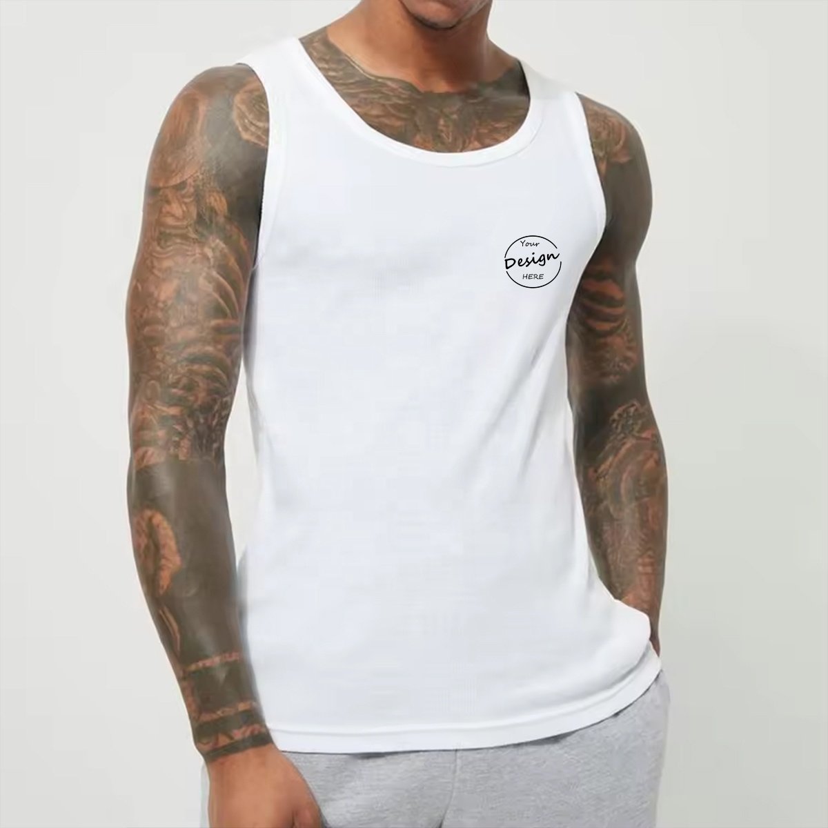 JL2405A Bulk Wholesale Men'S Ribbed Tank Tops Custom Gym Stringer Ribbed Cotton Tank Top For Men