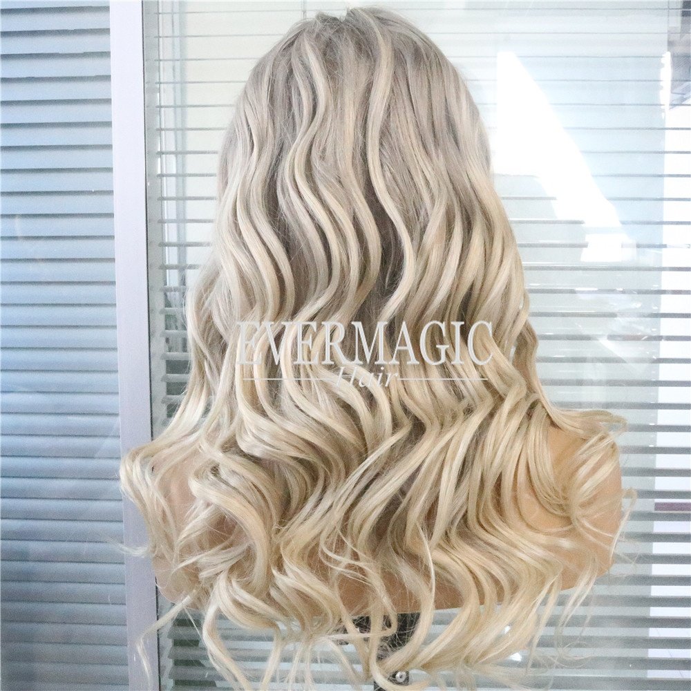 2024 New stock platinum ash blonde highlight color human hair transparent HD lace frontal wig