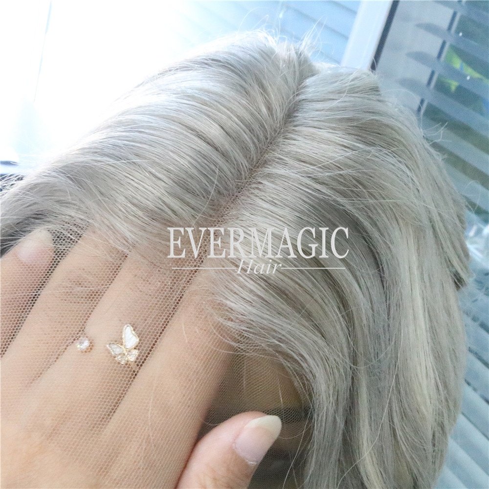 2024 New stock platinum ash blonde highlight color human hair transparent HD lace frontal wig