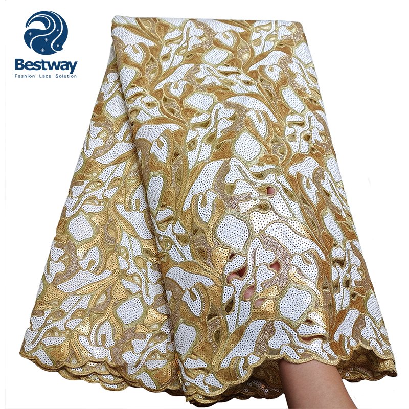 Good Quality Handcut Wedding Embroidery Lace Fabric With Sequins