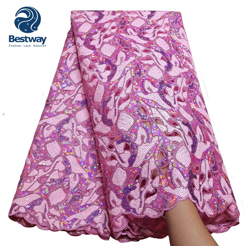 Good Quality Handcut Wedding Embroidery Lace Fabric With Sequins