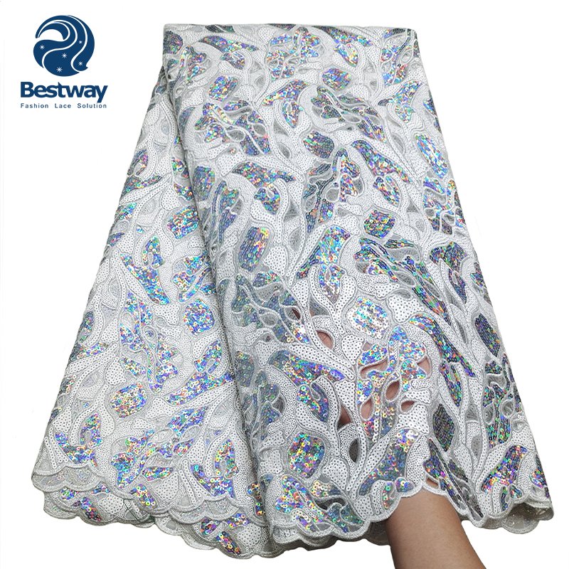Good Quality Handcut Wedding Embroidery Lace Fabric With Sequins