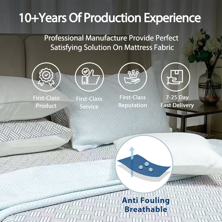 100% Polyester Knitted Jacquard White Color Knitting Mattress Fabric