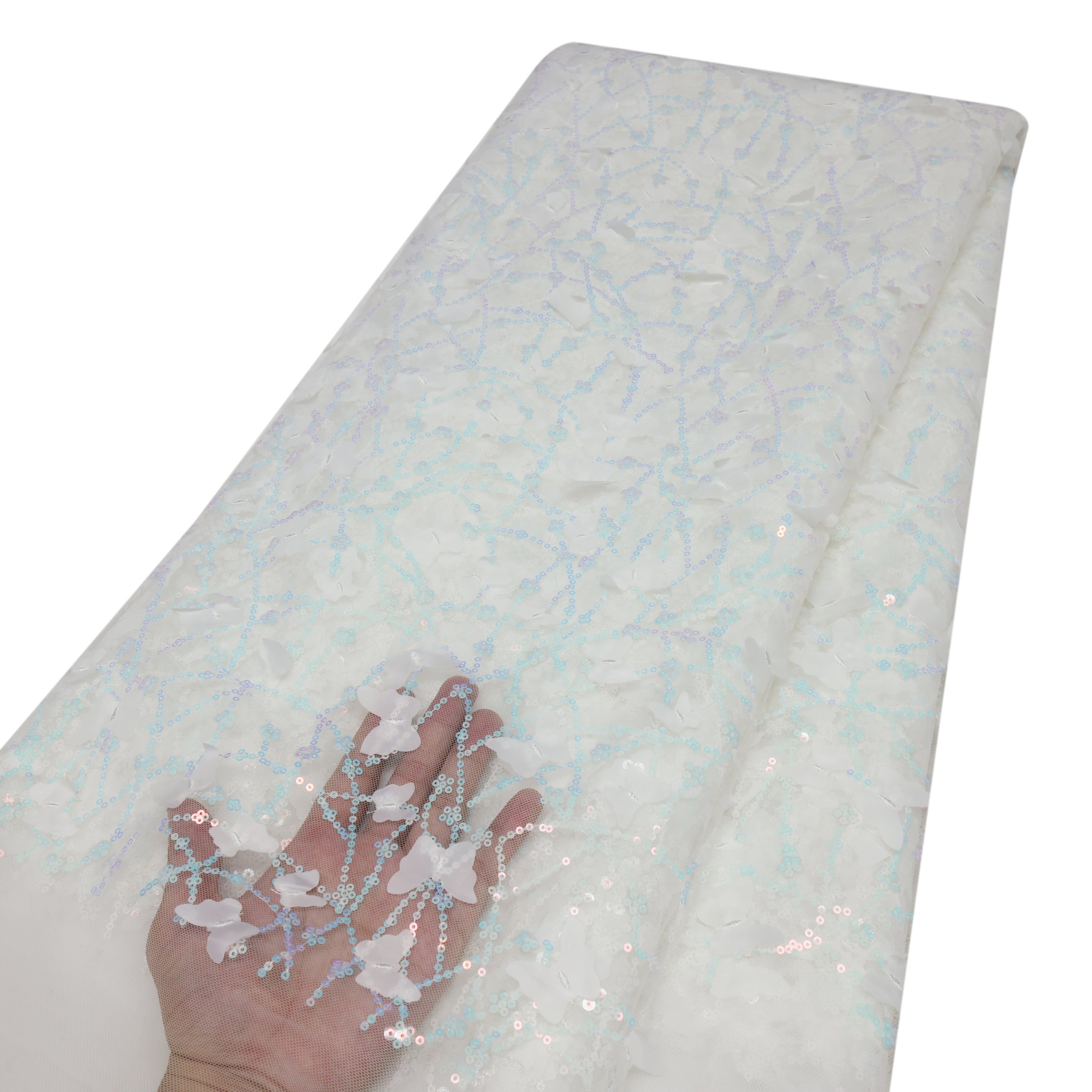 NIAI French Lace Mesh Laces With Sequin Lace Nigerian Butterfly Net Fabric For Wedding Party