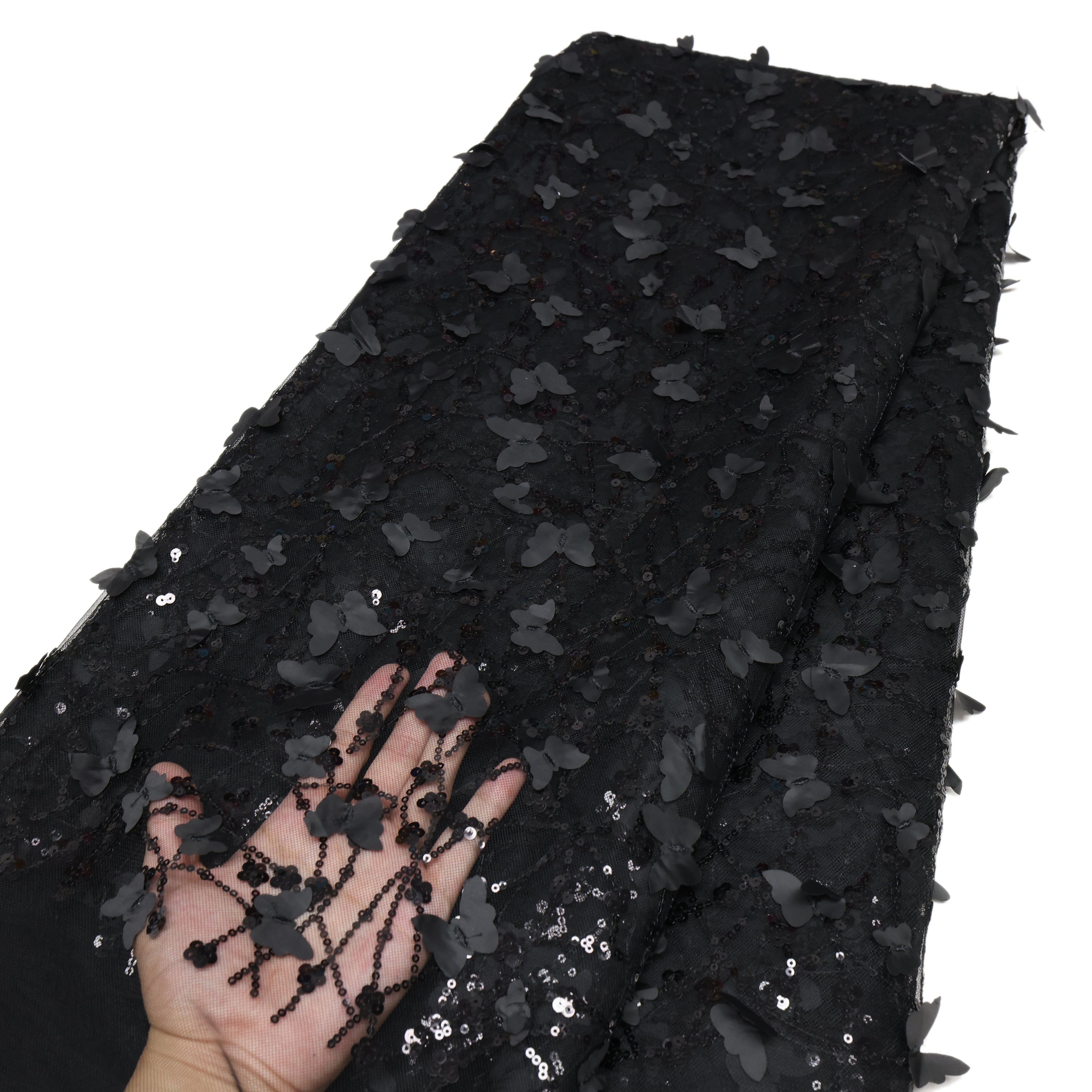 NIAI French Lace Mesh Laces With Sequin Lace Nigerian Butterfly Net Fabric For Wedding Party