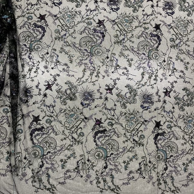 High quality luxury black embroidery 3D floral sequin full pattern tulle lace fabrics for dress