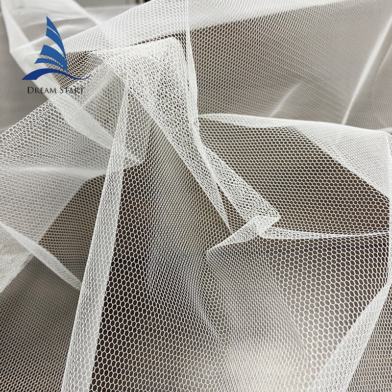 White in stock 71" Stiff stabiliser mesh embroidery fabric Very Stiff customizable mesh stretch fabric for Bridal