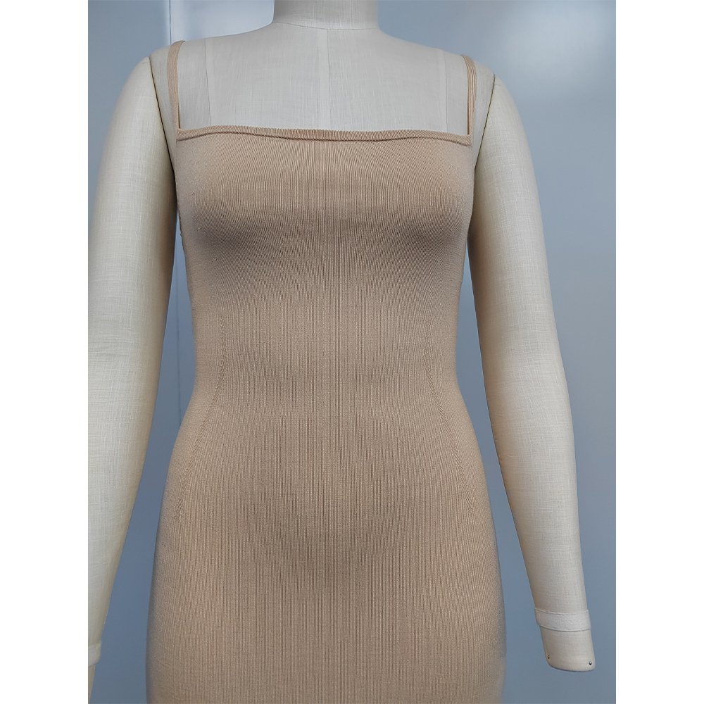 Custom Sweater Dresses Brown Fall Lady Elegant Casual Long Sweater Bodycon Dresses Women Sexy Ribbed Dress